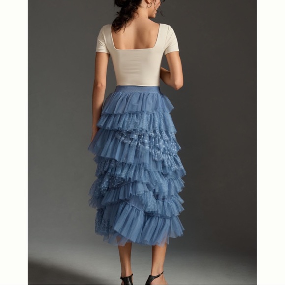 ❌Sold - Anthropologie Ruffled Tulle Midi Skirt - Picture 4 of 15